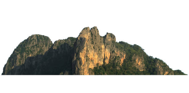 istock rock mountain hill with  green forest isolate on white background 1175049549