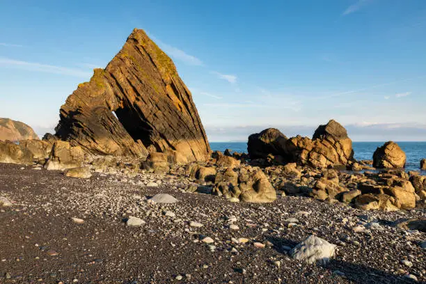 Blackchurch rock is a large rock formation and natural stone arch on the north devon coastline.