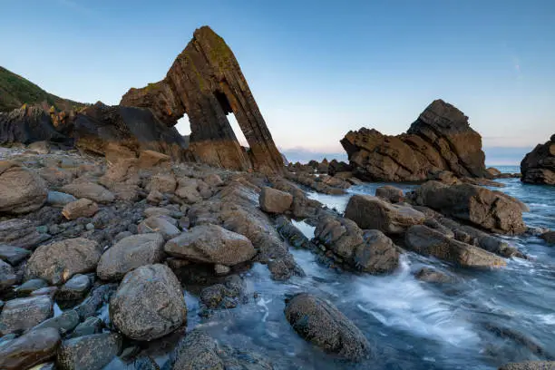 Blackchurch rock is a large rock formation and natural stone arch on the north devon coastline.