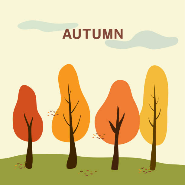 아름다운 가을 나무 풍경 일러스트 벡터에 대한 스톡 벡터 아트 및 기타 이미지 - 벡터, 일러스트레이션, 패턴 - Istock
