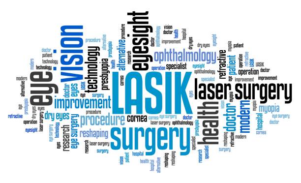 LASIK eye surgery LASIK eye surgery - healthcare word cloud concept. eye surgery photos stock pictures, royalty-free photos & images