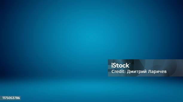Empty Dark Blue With Black Vignette Studio Well Use As Background Stock Photo - Download Image Now