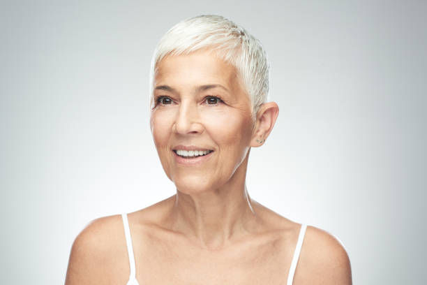 istock Senior woman posing in studio. 1175057677