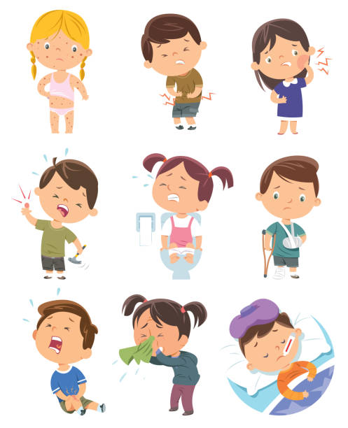 ilustraciones, imágenes clip art, dibujos animados e iconos de stock de enfermedades infantiles - sick girl