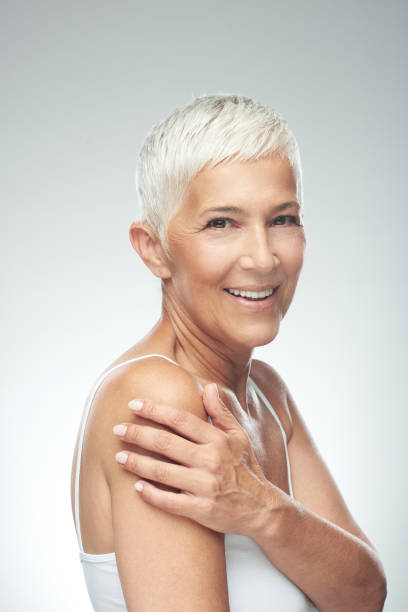 istock Senior woman posing in studio. 1175057918