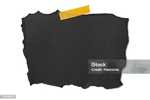 Black Piece Of Paper Stock Photo - Download Image Now - Adhesive Tape, Black Color, Blank