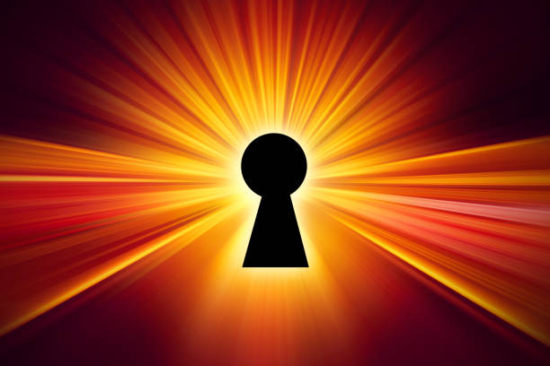 Keyhole with light grow bring for opening unlock power idea creative or data privacy concept