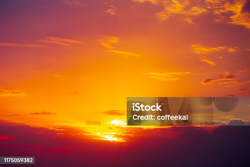 istock hot summer red sky sunny dusk dawn orange colour beautiful gradient natural background 1175059382