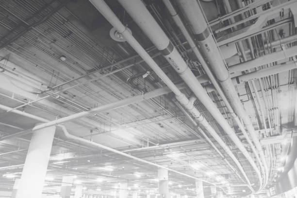 istock Pipe line from Industry building well design and construction for engineering background 1175059429