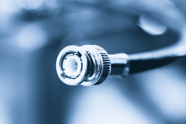 istock Coax communication cable line for CCTV and digital signal data device blue colour tone 1175060300