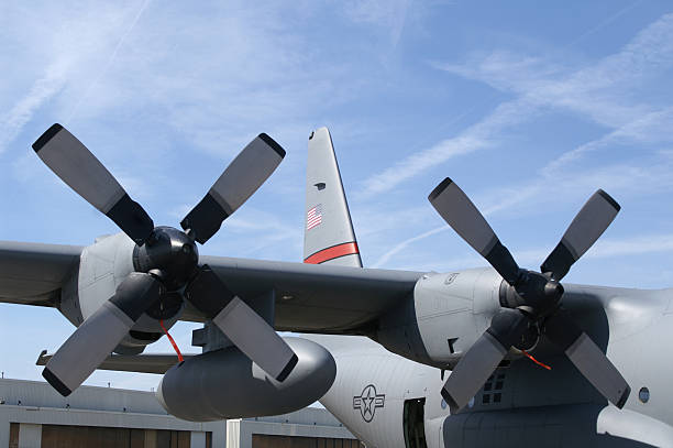 istock propellers on military airplane C130 Hercules 117506352