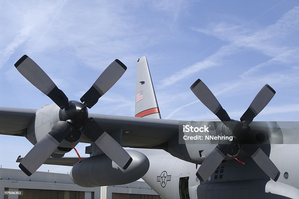 propellers on military airplane C130 Hercules Propellers of C-130 Hercules. Air Force Stock Photo