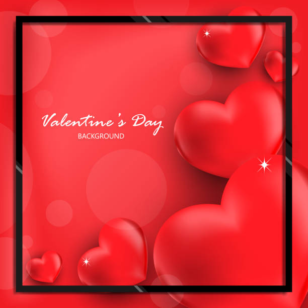 istock Valentine's Day background of red heart and black frame on red background. Vector illustration. 1175064459