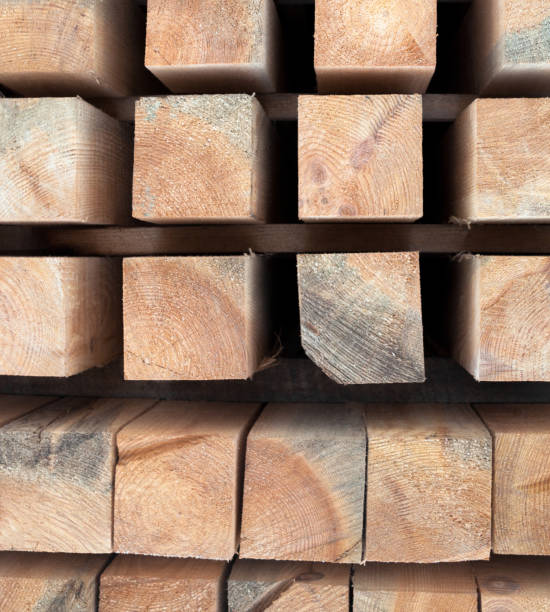 istock Wooden beams. Planks. Air-drying timber stack. 1175069930