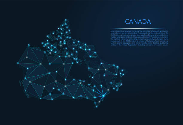 istock The map of the network of the Canada. Vector low-poly image of a global map with lights in the form of a population density of cities consisting of shapes in the form of stars 1175070719