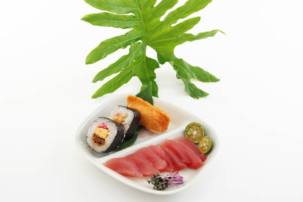 Handmade cute sushi with salmon on it