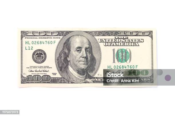 One Hundred Dollars Isolated On White Background Stock Photo - Download Image Now - American One Hundred Dollar Bill, US Paper Currency, Paper Currency