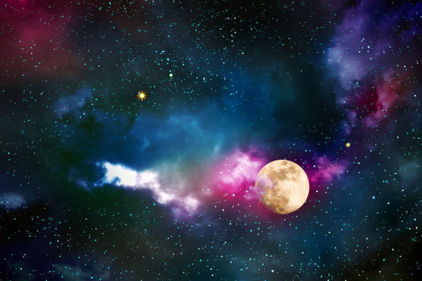 istock Night sky with stars and full moon. Abstract sky background. 1175074723