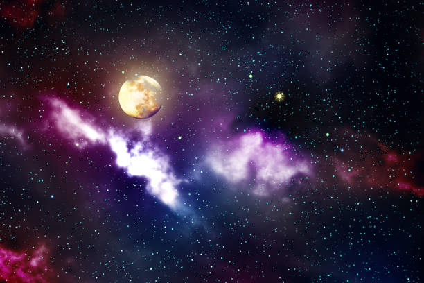 istock Night sky with stars and full moon. Abstract sky background. 1175074833