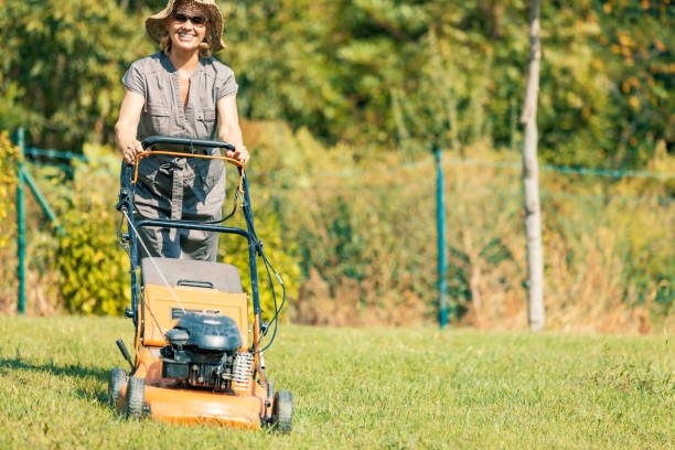 istock Senior woman mowing grass 1175075519