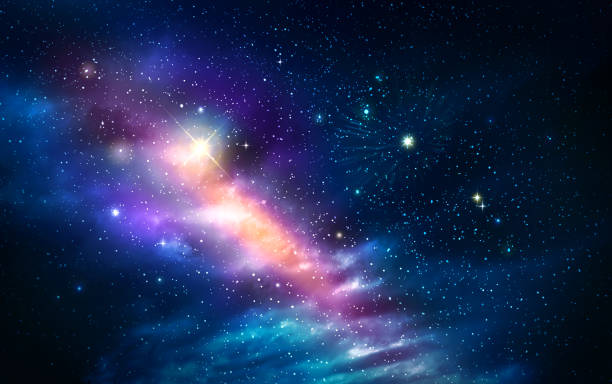 cielo nocturno con estrellas de colores. fondo de cielo abstracto. - north star fotografías e imágenes de stock