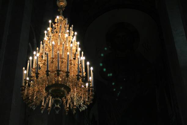 istock Big chandelier on the black background 1175076142
