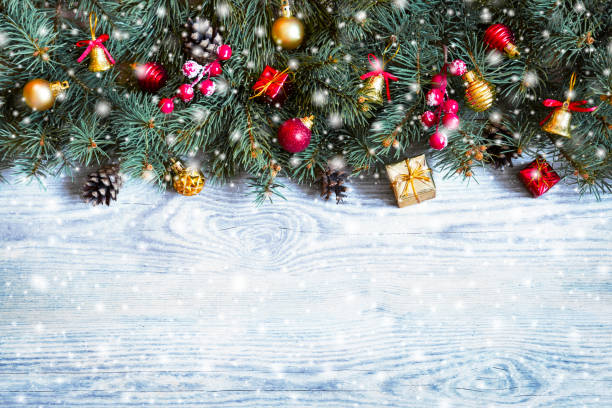 istock Christmas fir tree branches with toys. 1175076162