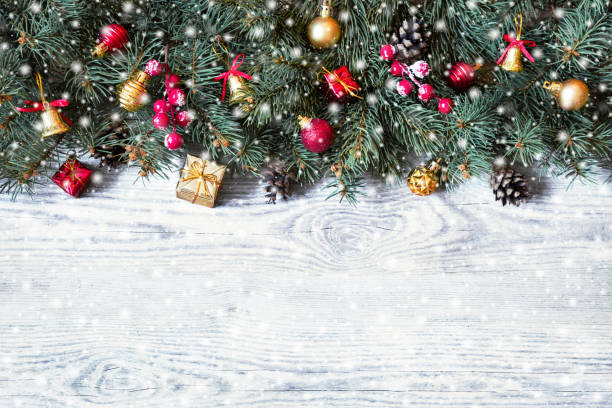 istock Christmas fir tree branches with toys. 1175076180