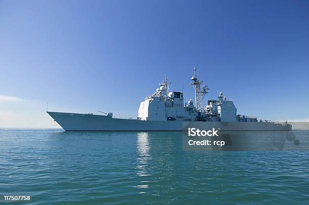 Ticonderoga Class Cruiser At Sea On A Clear Sunny Day Stock Photo - Download Image Now