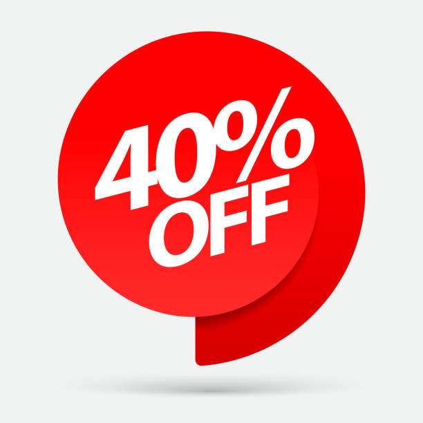 Sale of special offers. Discount with the price is 40 . Sale of special offers. Discount with the price is 40 . An ad with a red tag for an advertising campaign at retail on the day of purchase. vector illustration 40 off stock illustrations