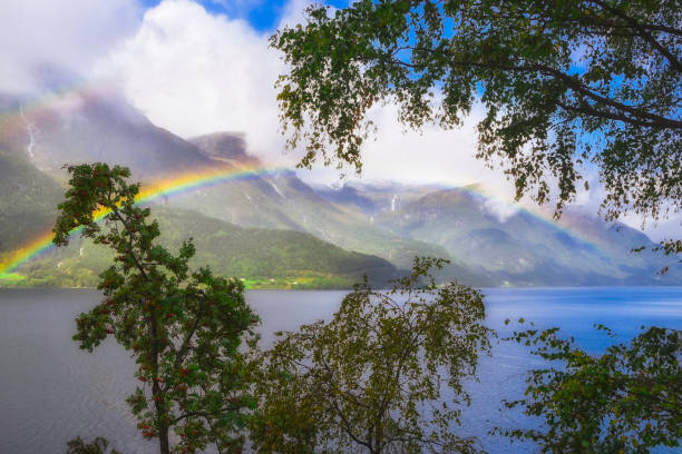 istock The Norwegian landscape with rainbow 1175078654