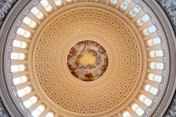 Washington DC, USA - February 25, 2019: Interior rotunda of the United States Capitol Building, home of the U.S. Congress and legislative branch of the United States.