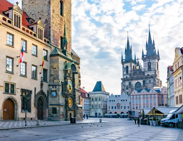 Astronomical clock and Old town square in Prague, Czech Republic