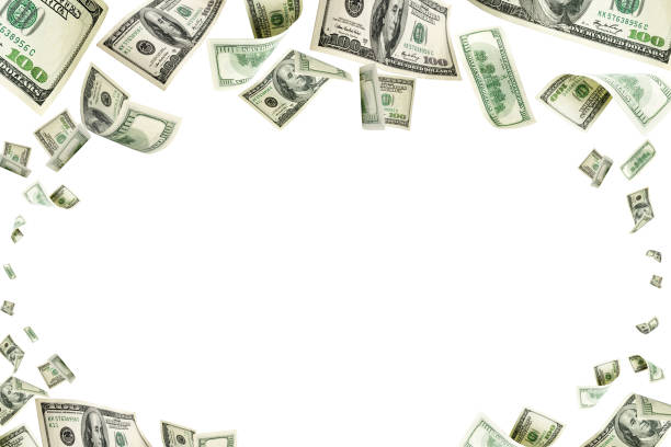 istock Hundred dollar bill. Falling money isolated background. American 1175082494