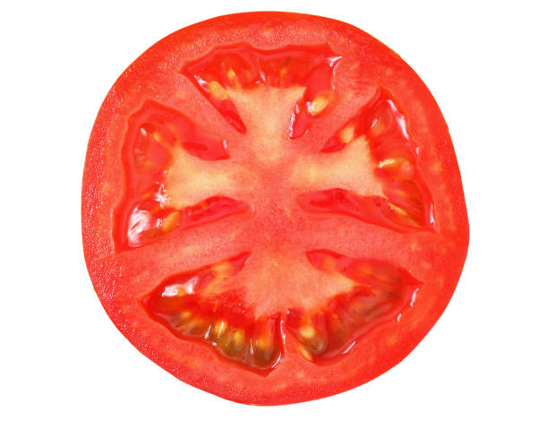 istock fresh tomato slices isolated on white background. top view 1175082903