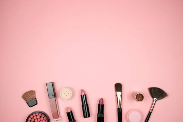 istock Makeup cosmetic flay lay pink cloral background 1175086907