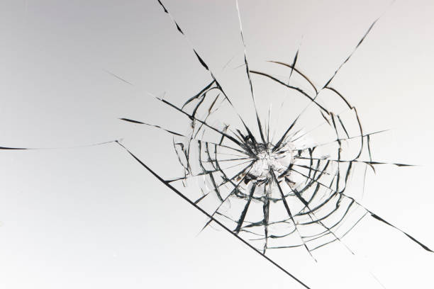 istock Cracked glass on a white background texture 1175090048