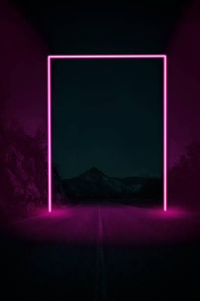 istock A violet neon frame as an imaginary portal 1175090528
