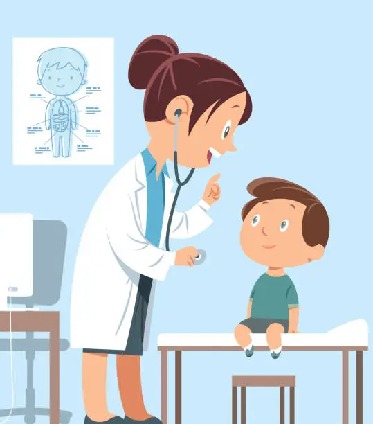 Vector illustration of doctor and child