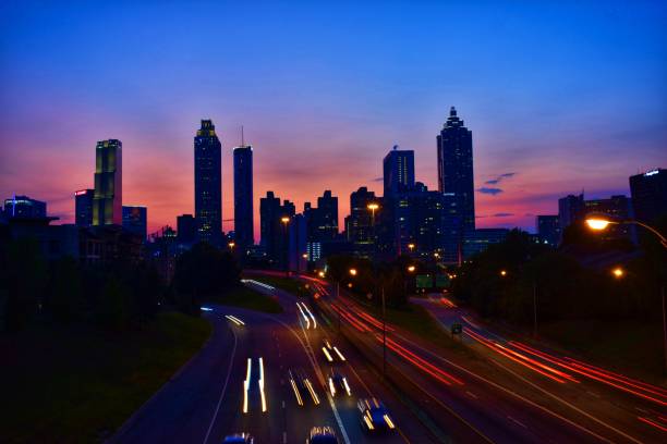 istock Downtown Atlanta skyline and highway during sunset 1175096832
