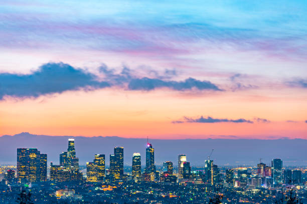 istock Los Angeles skyline after sunset 1175115954