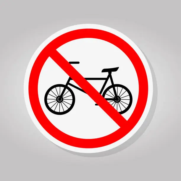Vector illustration of Prohibit Bicycle Symbol Sign Isolate On White Background,Vector Illustration