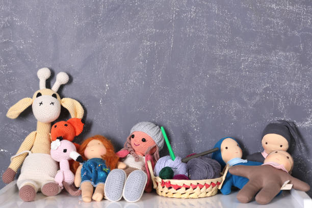 istock Soft knitted toys and on white background. 1175118193
