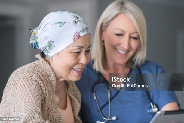 Female Doctor Consults Patient With Cancer Stock Photo - Download Image Now - Cancer - Illness, Patient, Oncology