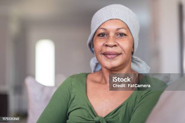 Portrait Of A Contemplative Woman With Cancer Stock Photo - Download Image Now - Cancer - Illness, Patient, Women