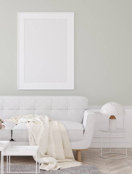 istock Mock up poster frame in home interior background, Modern style living room 1175132529
