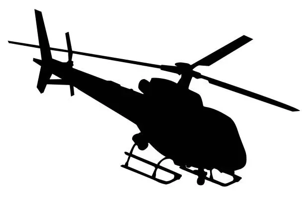 Vector illustration of Silhouette of a black helicopter