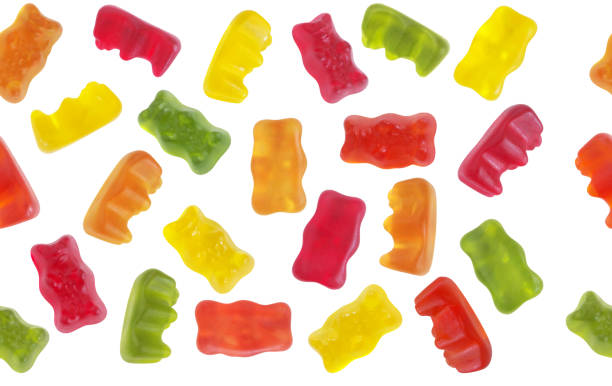 istock Seamless pattern of isolated colorful gummy bears 1175148521
