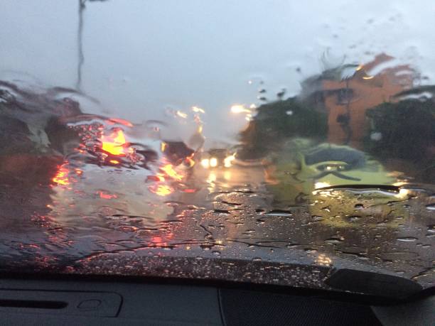 istock Blurred Rain on the glass on the road 1175152425