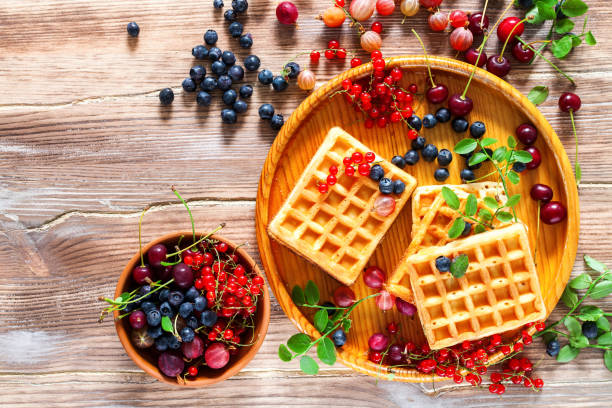 Waffles with berries.